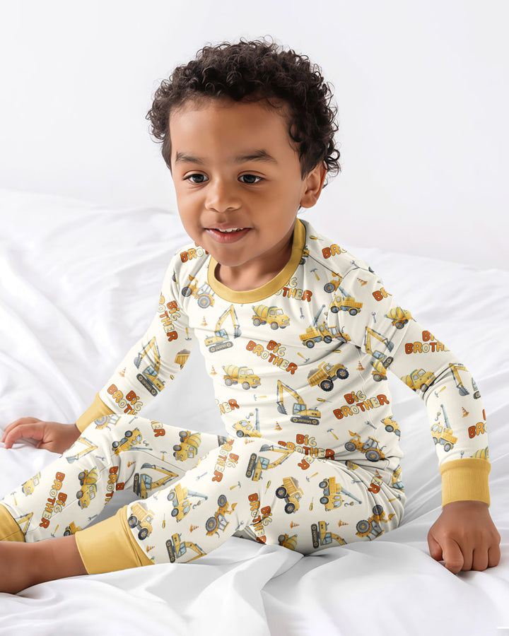 Custom Construction Matching Sibling Bamboo Two Piece Long Sleeve Pajama Set