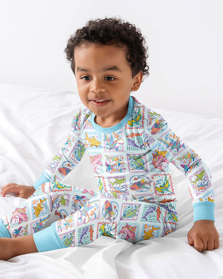 Shark Tropical Bamboo Two Piece Long Sleeve Pajama Set