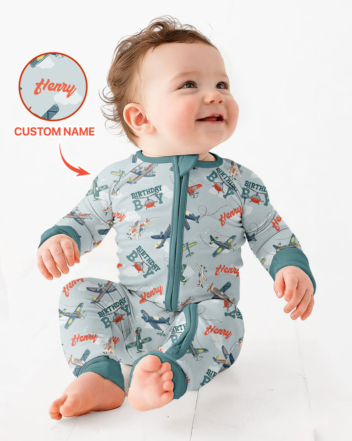Personalized Airplane Birthday Boy Bamboo Convertible Zippy