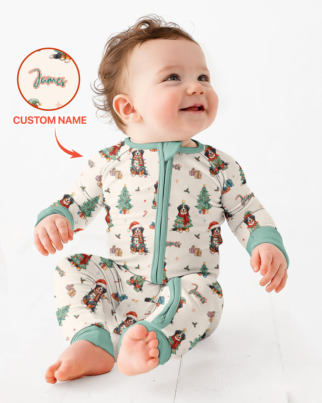 Christmas Bernese Mountain Dog Family Matching Bamboo Convertible Zippy