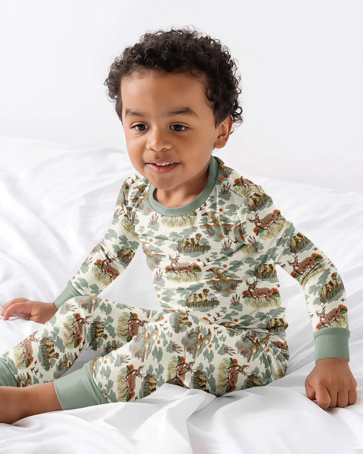 Conjunto de pijama de dos piezas de bambú con mangas largas, plantilla PERSONALIZADA