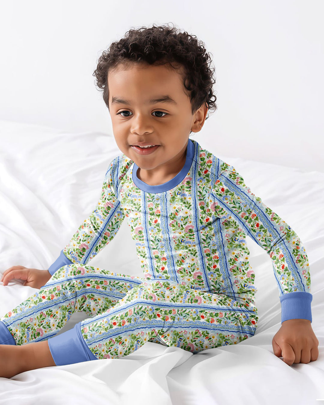 Paste Floral Girl Bamboo Two Piece Long Sleeve Pajama Set