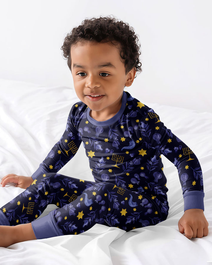 Rosh Hashanah Night Family Matching Bamboo Two Piece Long Sleeve Pajama Set