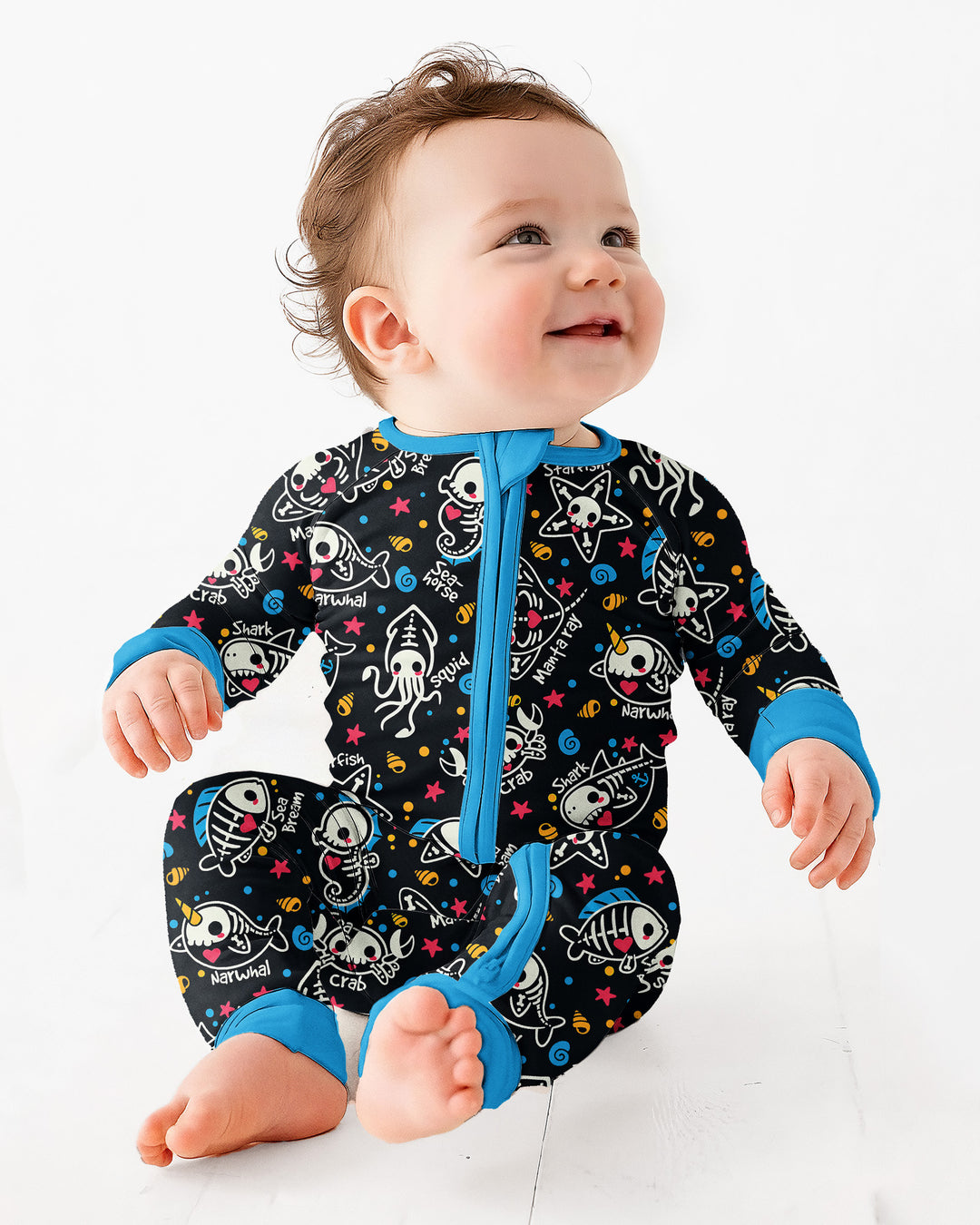 Kawaii Skeleton Ocean Animals Bamboo Convertible Zippy