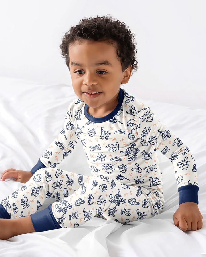 Zweiteiliges Langarm-Pyjama-Set mit Sommerfrüchten