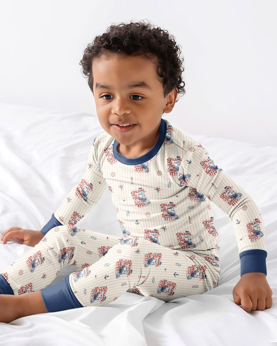 Spilling The Tea Since 1773 Family Matching Bamboo Two Piece Long Sleeve Pajama Set