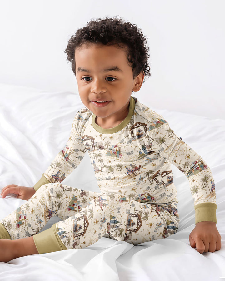 Silent Night Nativity Bamboo Two Piece Long Sleeve Pajama Set