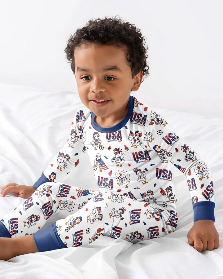 Conjunto de pijama de dos piezas de bambú con mangas largas, plantilla PERSONALIZADA