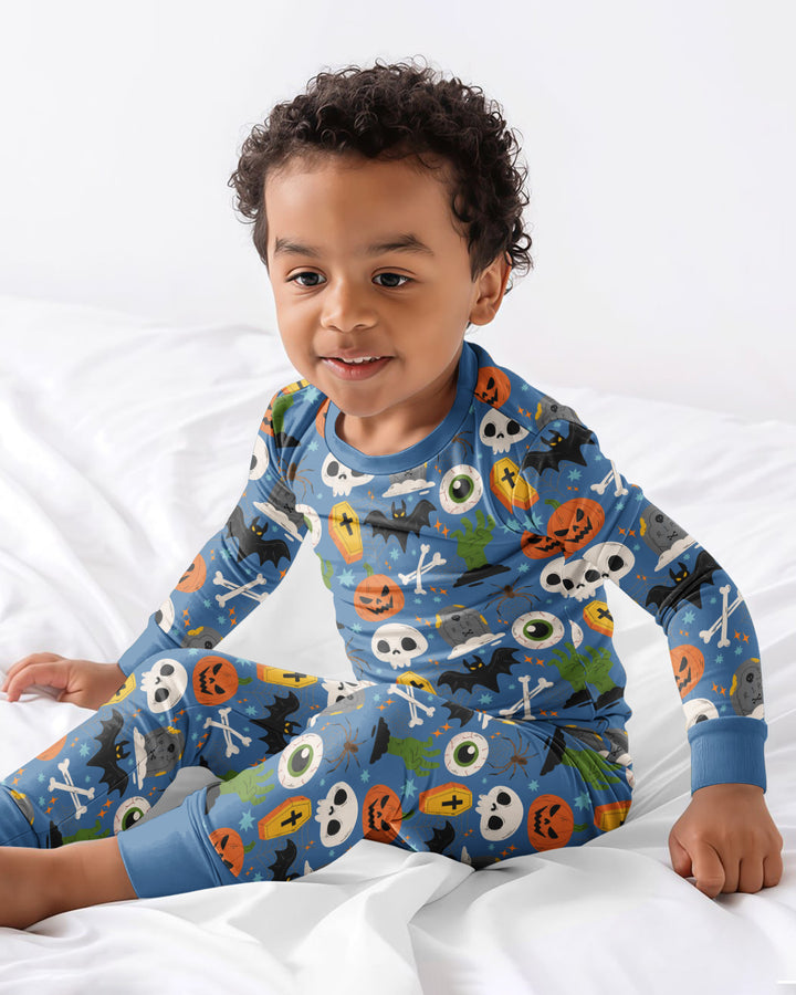 Little Monsters Bamboo Two Piece Long Sleeve Pajama Set For Halloween