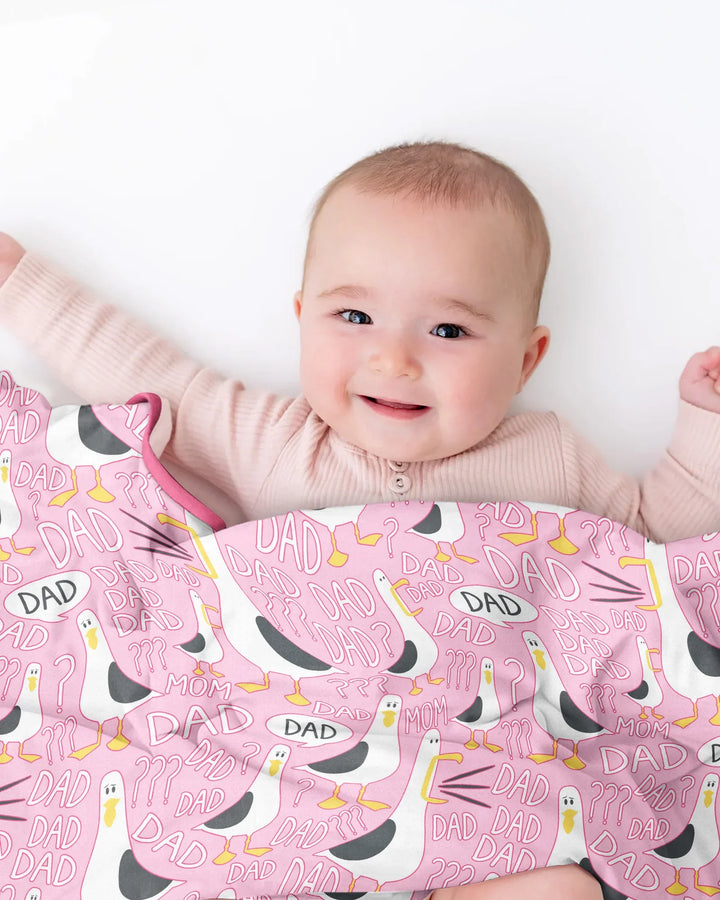 Funny Seagull DAD Bamboo Blanket