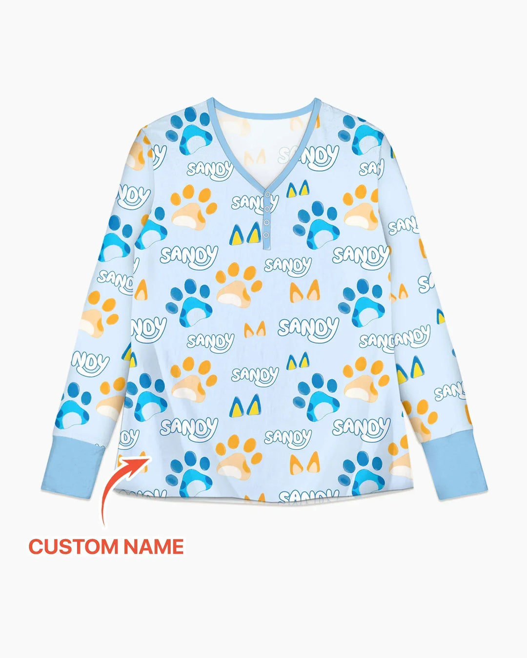 Custom Name Favourite Blue Dog Family Matching Bamboo Women Pajama Set