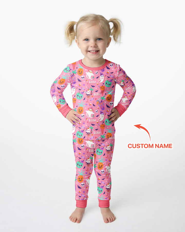 Zweiteiliges Langarm-Pyjama-Set mit Sommerfrüchten