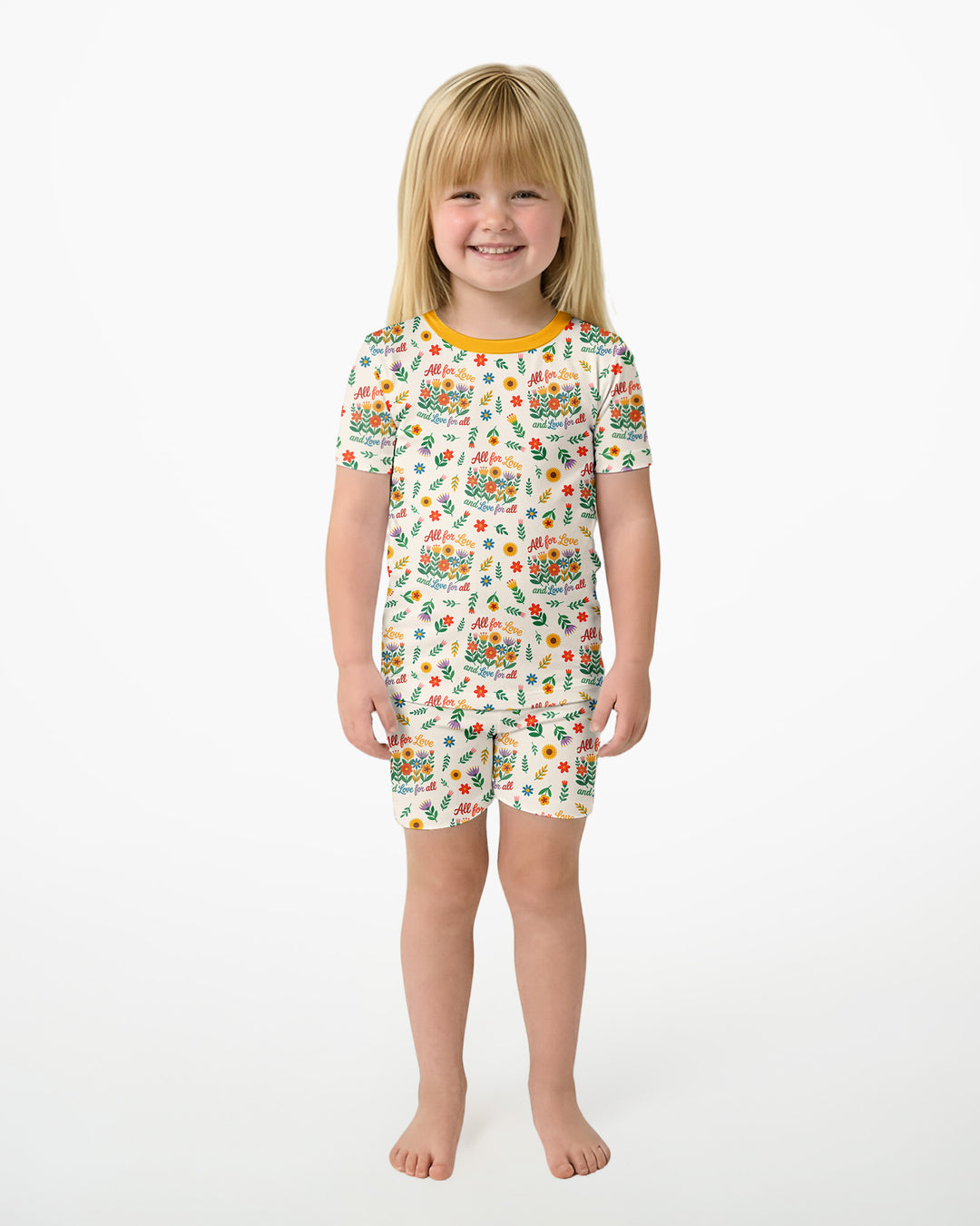 Love For All Family Matching Bamboo Two Piece Short Sleeve Shorts Pajama Set