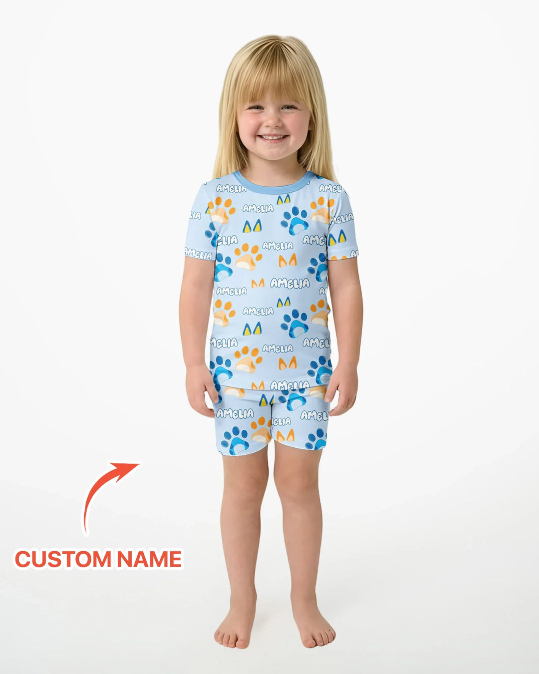 Pijama de bambú de dos piezas de manga corta con pantalón corto, plantilla personalizada