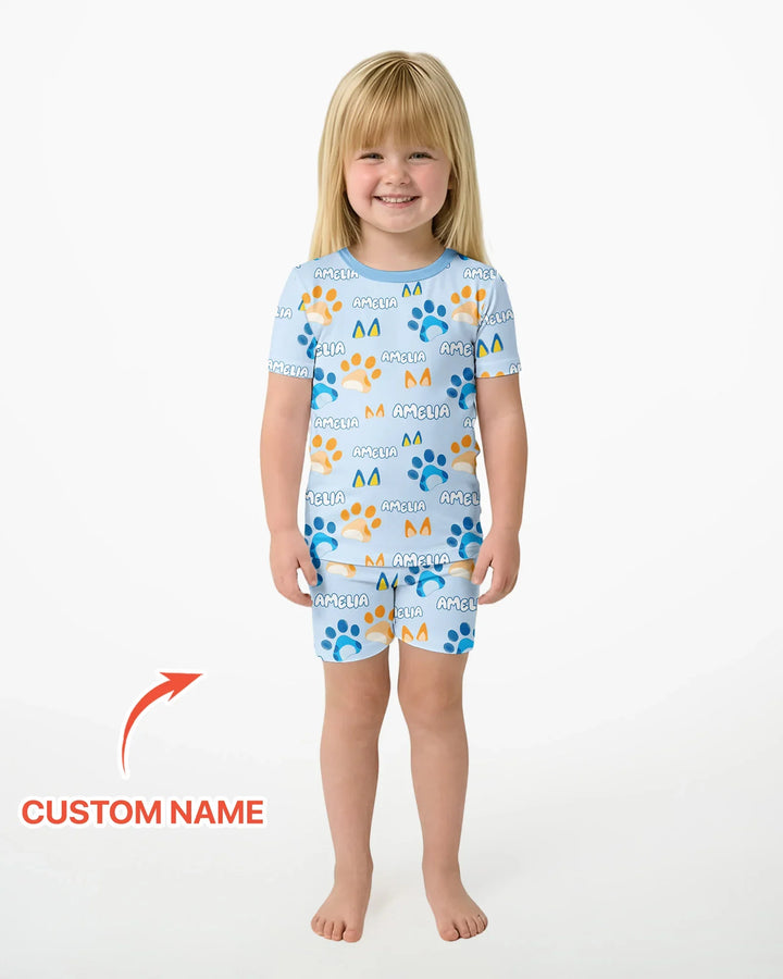 Pijama de bambú de dos piezas de manga corta con pantalón corto, plantilla personalizada
