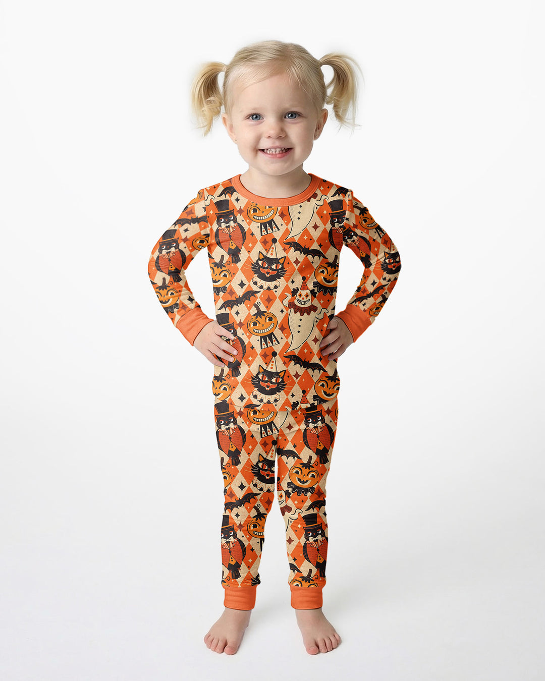 Vintage Halloween Carnival Bamboo Two Piece Long Sleeve Pajama Set