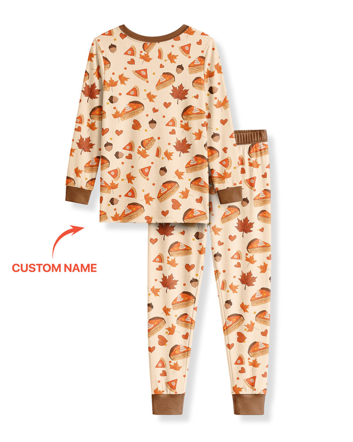 Custom Name My First Thanksgiving Bamboo Two Piece Long Sleeve Pajama Set