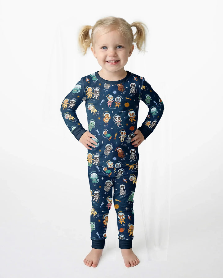 Animal Astronauts Bamboo Two Piece Long Sleeve Pajama Set