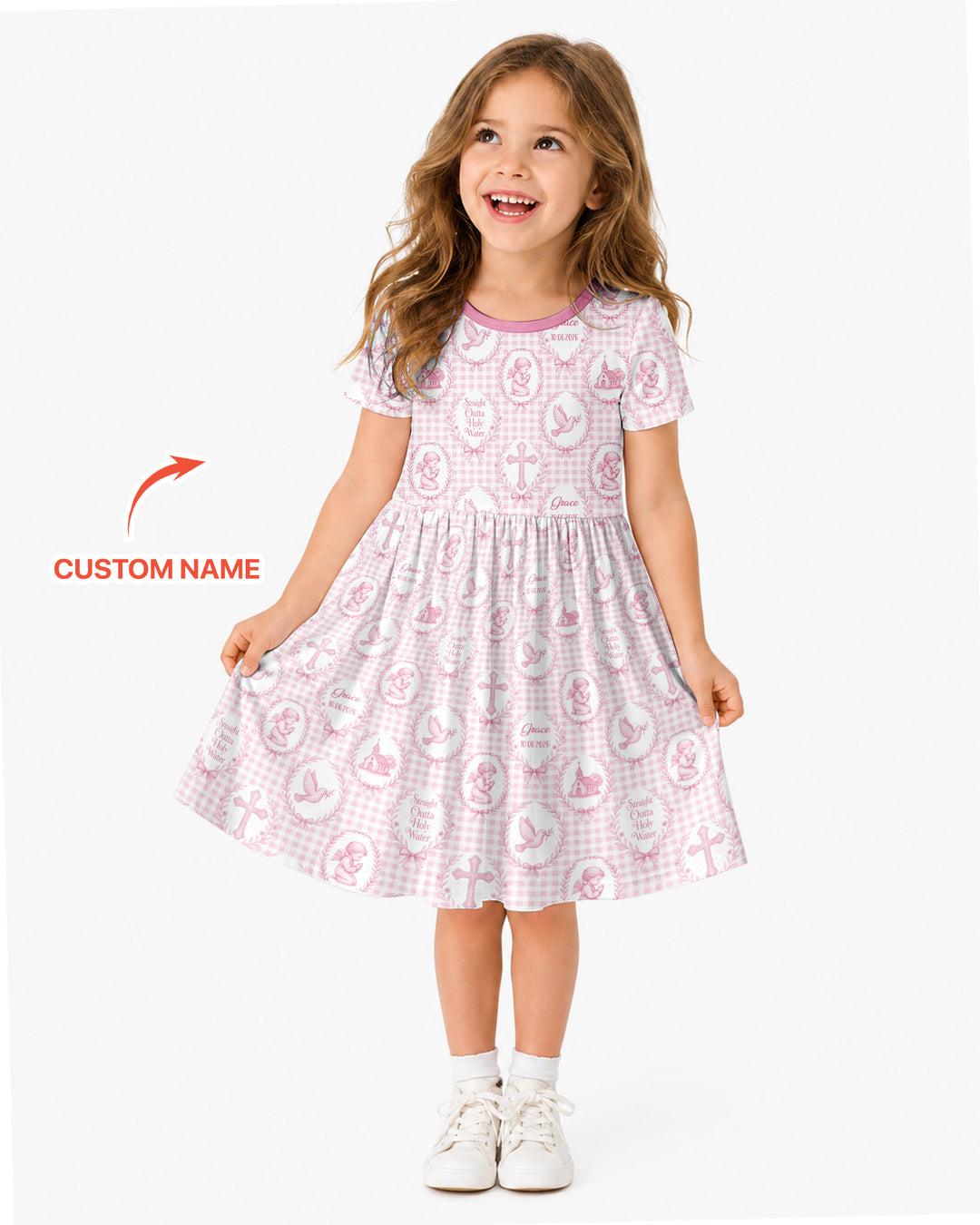 Custom Name Baptism Straight Outta Holy Water Bamboo Twirl Dress
