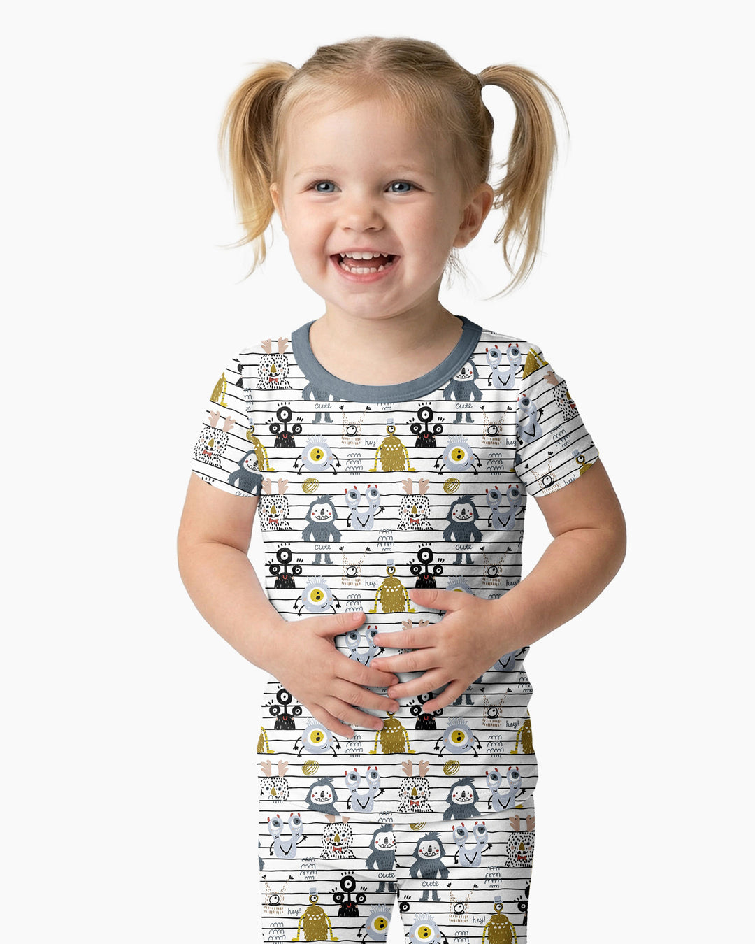 Playful Monster Friends Bamboo Two Piece Short Sleeve Pajama Set