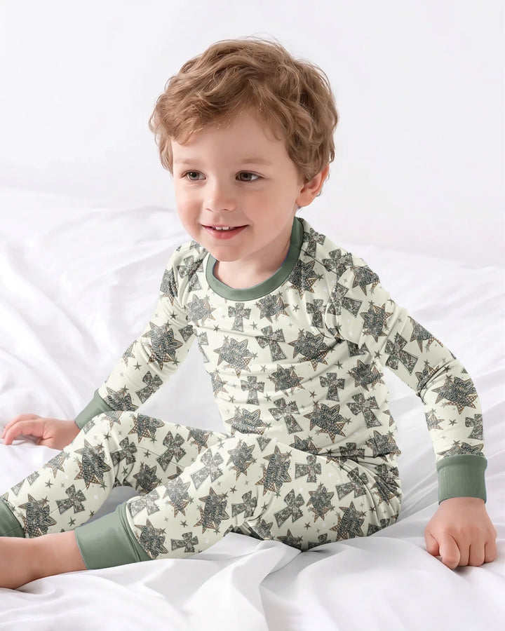 Conjunto de pijama de dos piezas de bambú con mangas largas, plantilla PERSONALIZADA