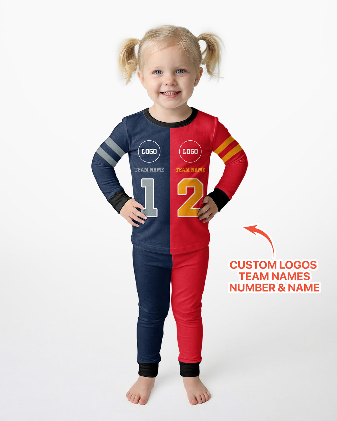 Football Rivalry Family Personalized Bamboo Two Piece Long Sleeve Pajama Set