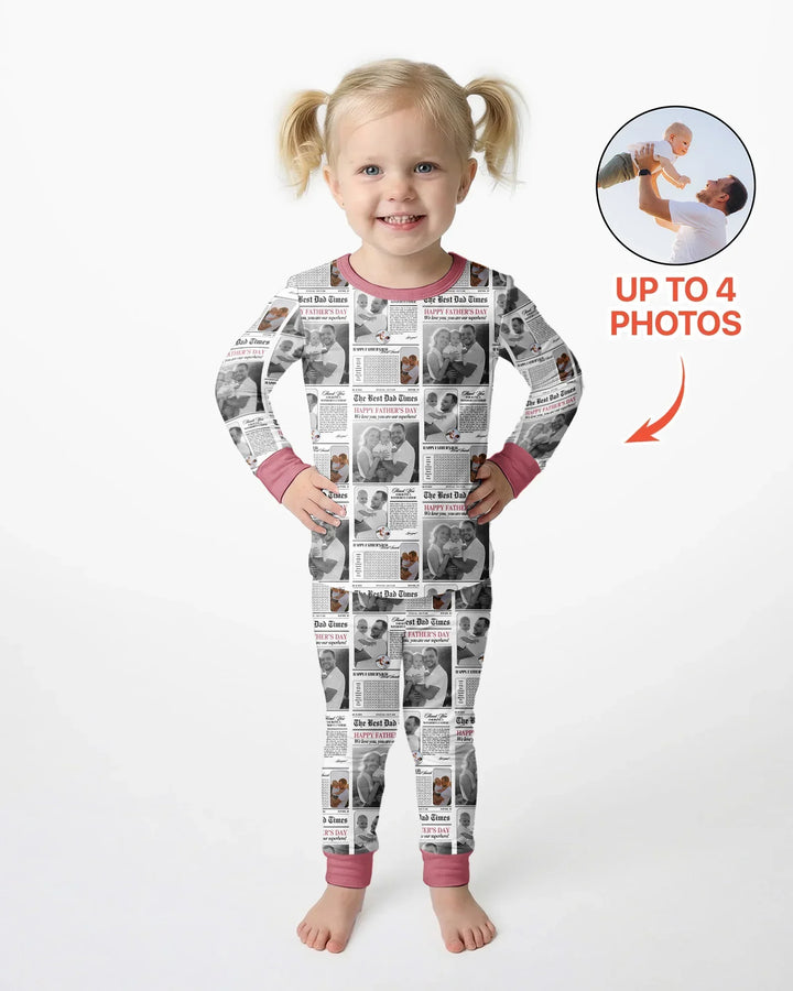 Custom Photo The Best Dad Times Bamboo Two Piece Long Sleeve Pajama Set