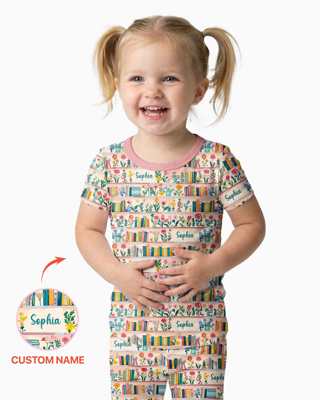 Personalized Book Lover Bamboo Two Piece Short Sleeve Pajama Set
