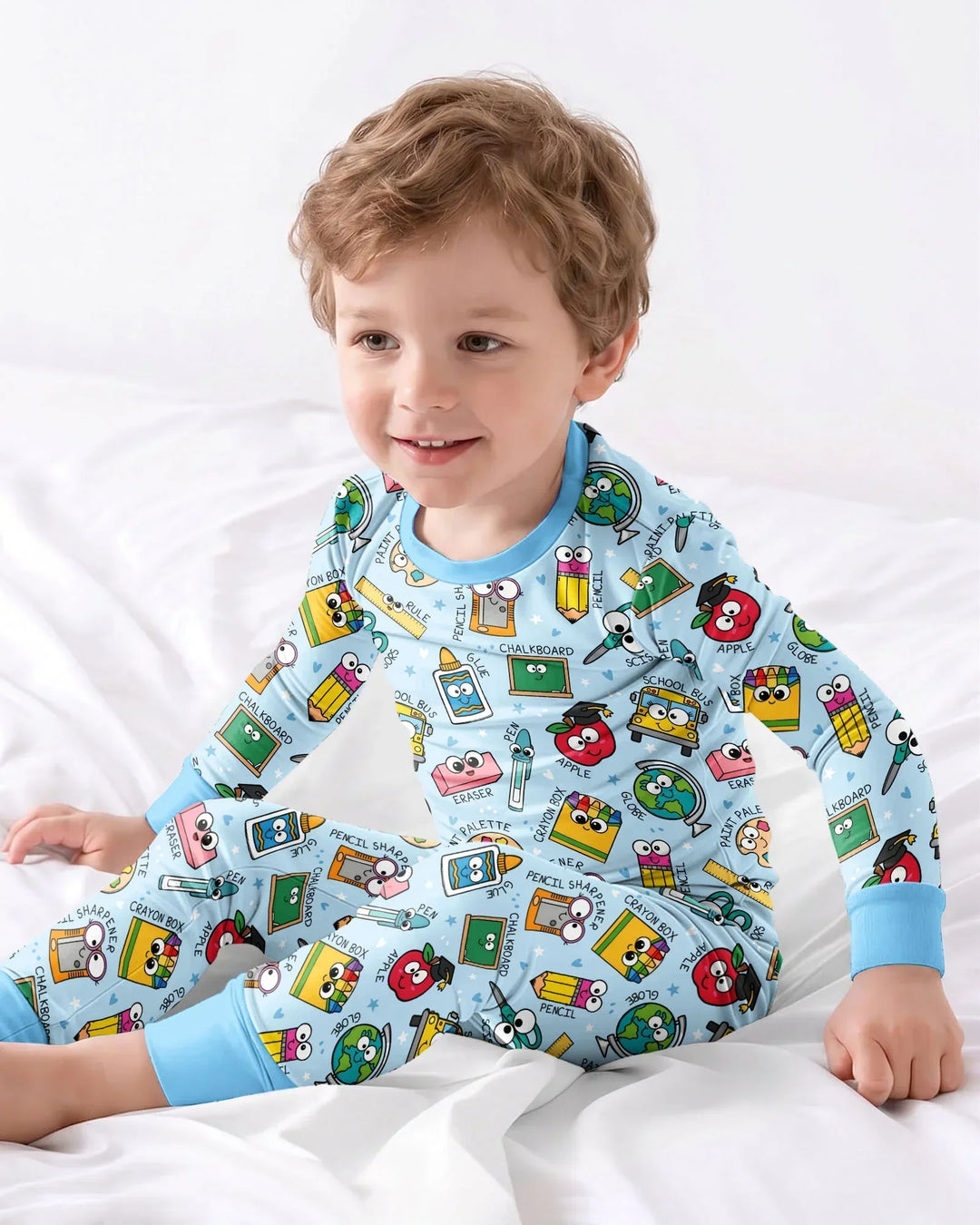 Conjunto de pijama de dos piezas de bambú con mangas largas, plantilla PERSONALIZADA
