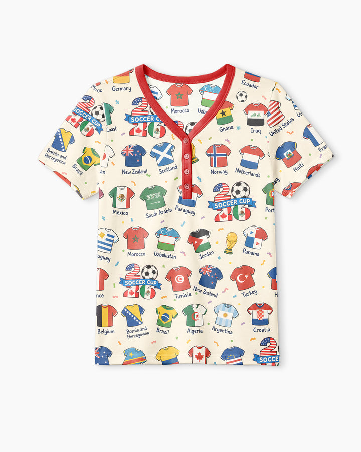 2026 Soccer World Jersey Flag Family Matching Bamboo Women Short Sleeve Short Pajama Set (Copy)