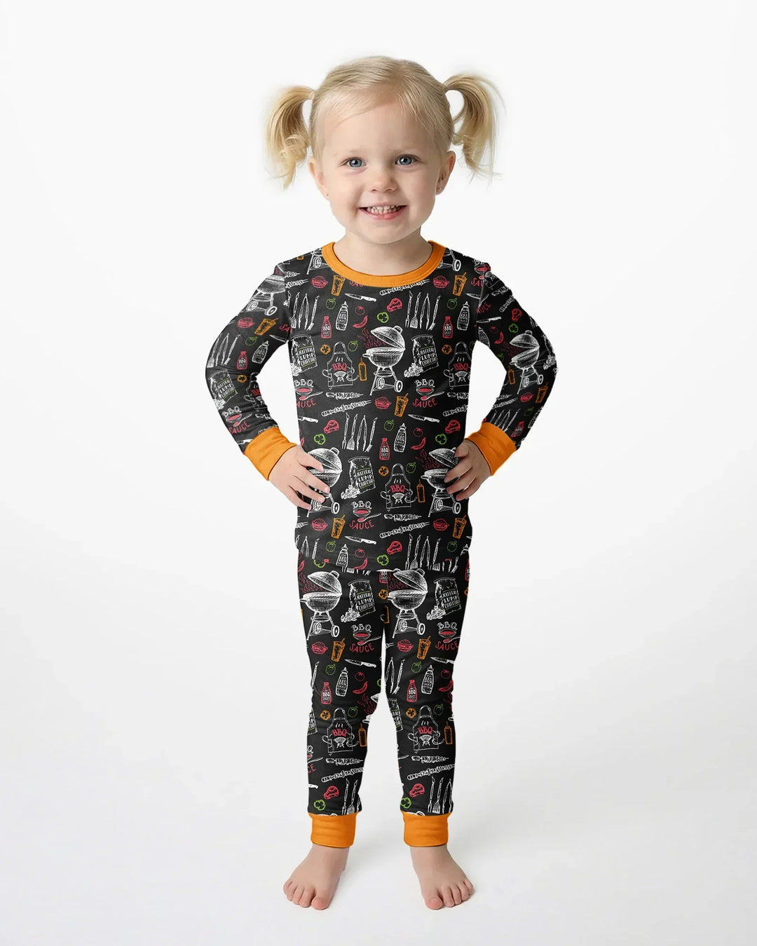 Backyard BBQ Party Family Matching Bamboo Two Piece Long Sleeve Pajama Set