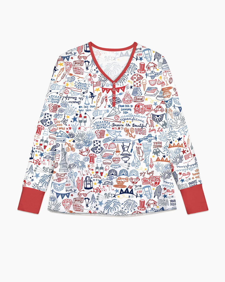 Liberty Doodle 250th Family Matching Bamboo Women Pajama Set