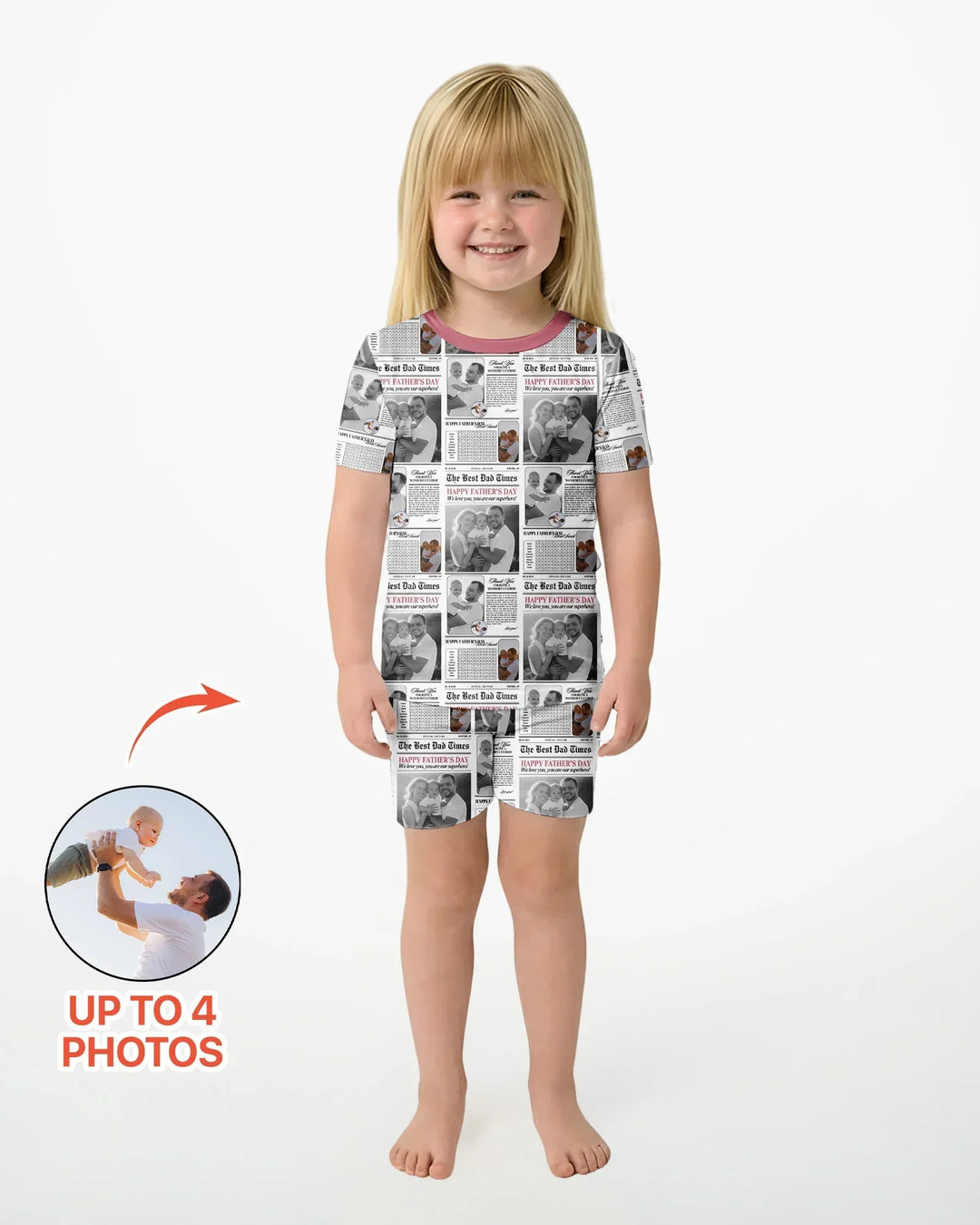 Custom Photo The Best Dad Times Bamboo Two Piece Short Sleeve Shorts Pajama Set