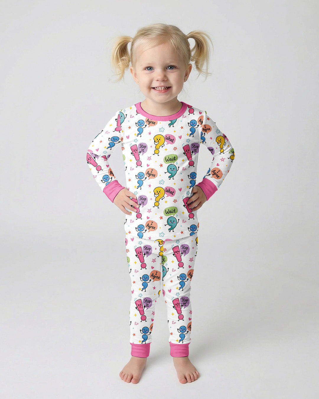 Punctuation Emotion Two Piece Long Sleeve Pajama Set