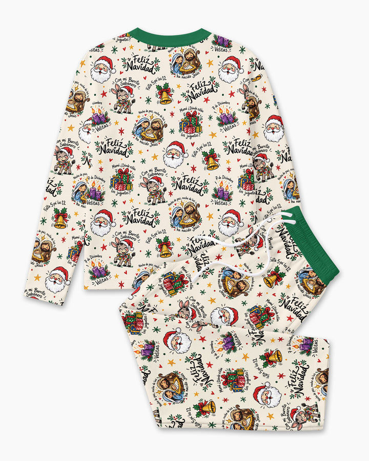 Whimsical Feliz Navidad Christmas Bamboo Men's Pajama Set