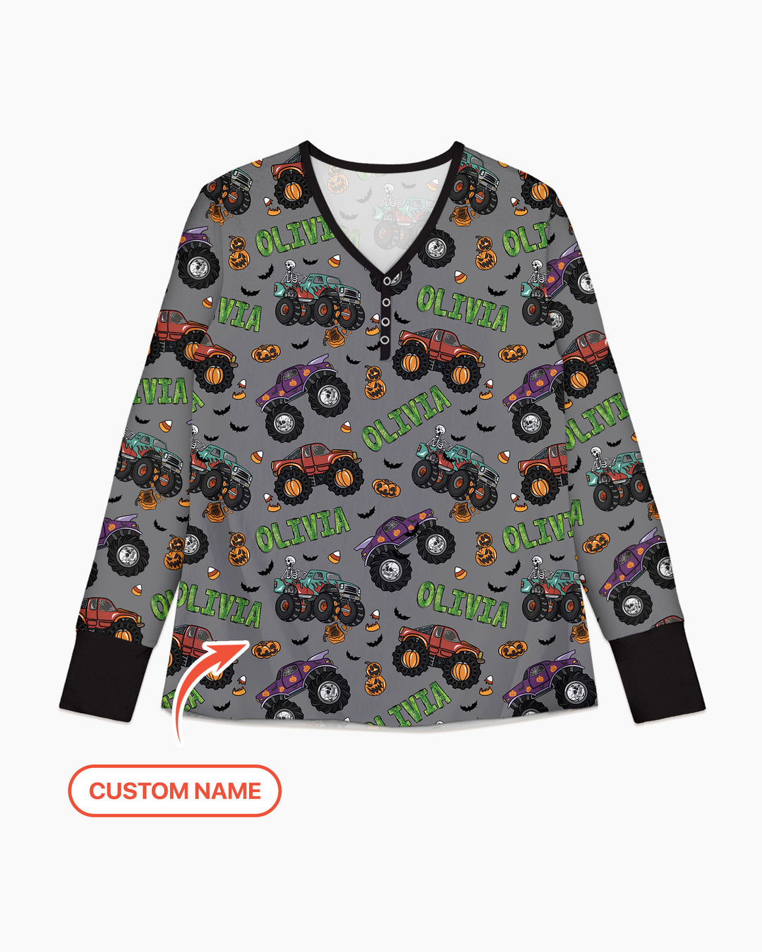 Custom Name Haunted Monster Trucks  Bamboo Women Pajama Set