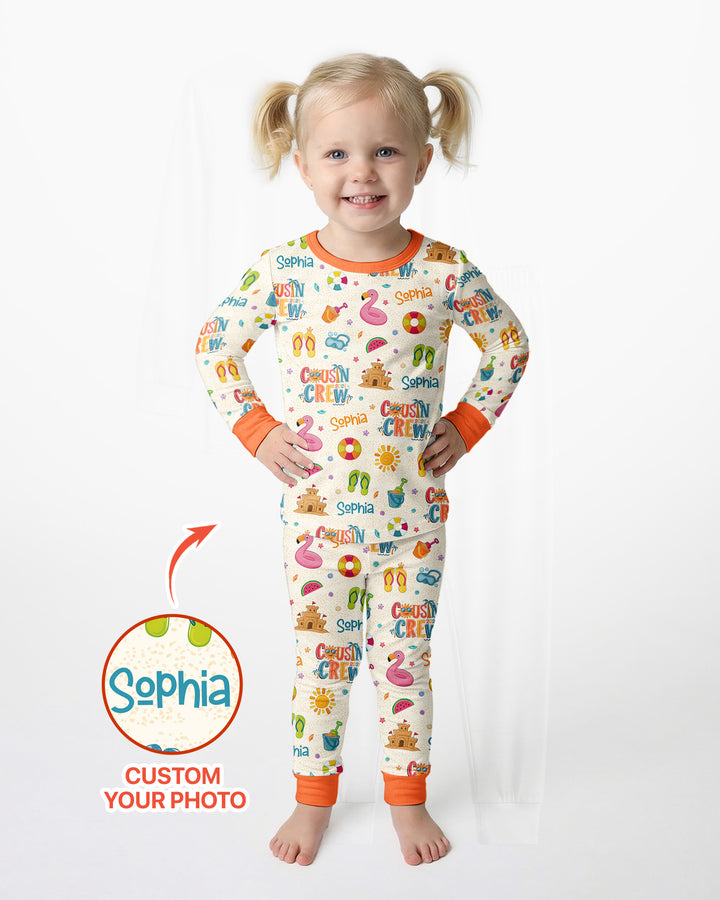 Conjunto de pijama de dos piezas de bambú con mangas largas, plantilla PERSONALIZADA