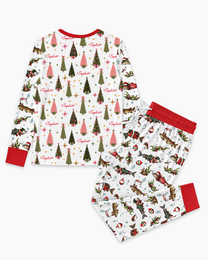 Christmas Trout Fishing Bamboo Women Pajama Set