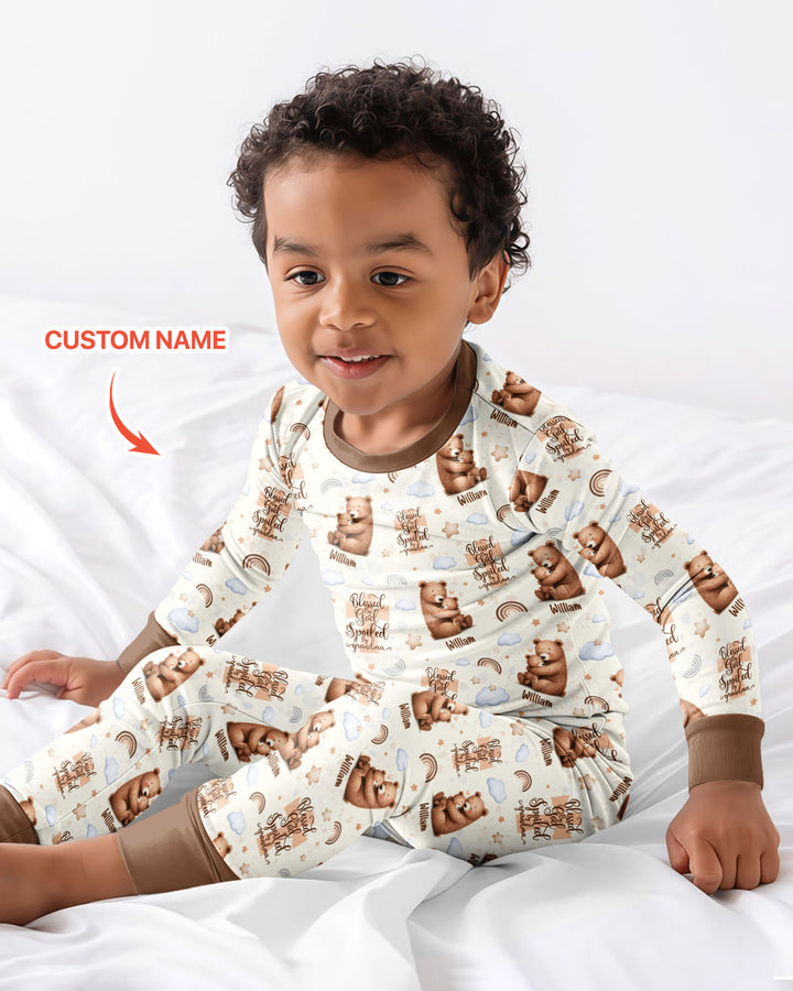 Conjunto de pijama de dos piezas de bambú con mangas largas, plantilla PERSONALIZADA