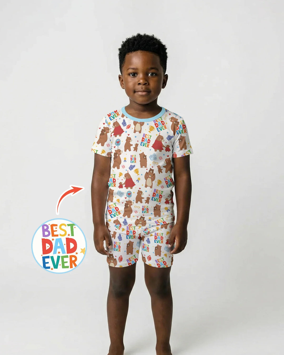 Best Daddy Bear Ever Family Matching Bamboo Two Piece Short Sleeve Shorts Pajama Set