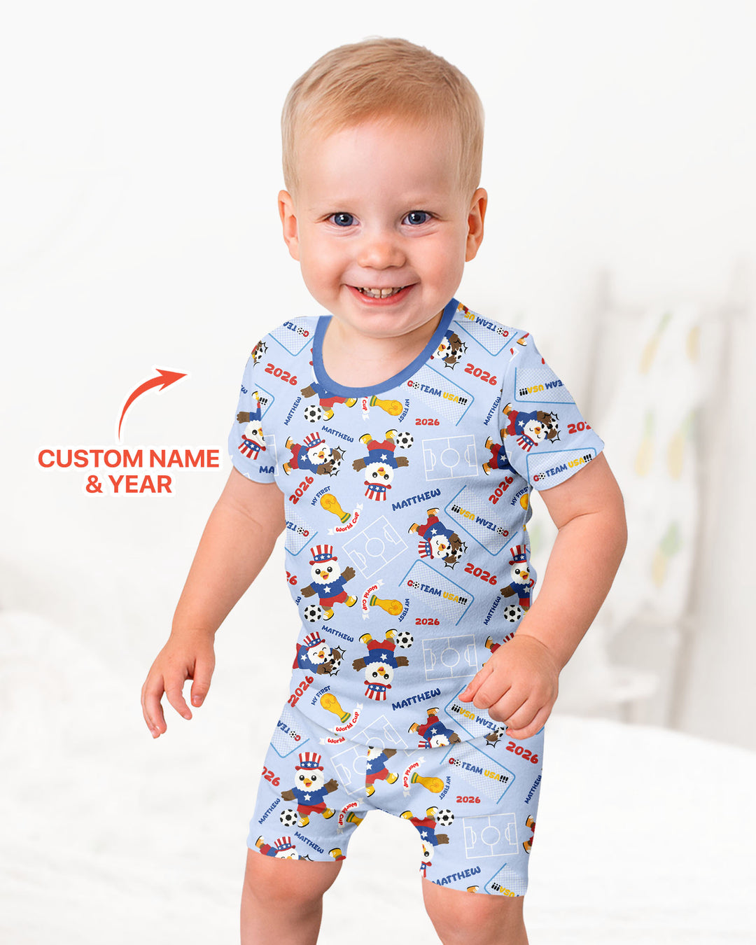 Pijama de bambú de dos piezas de manga corta con pantalón corto, plantilla personalizada