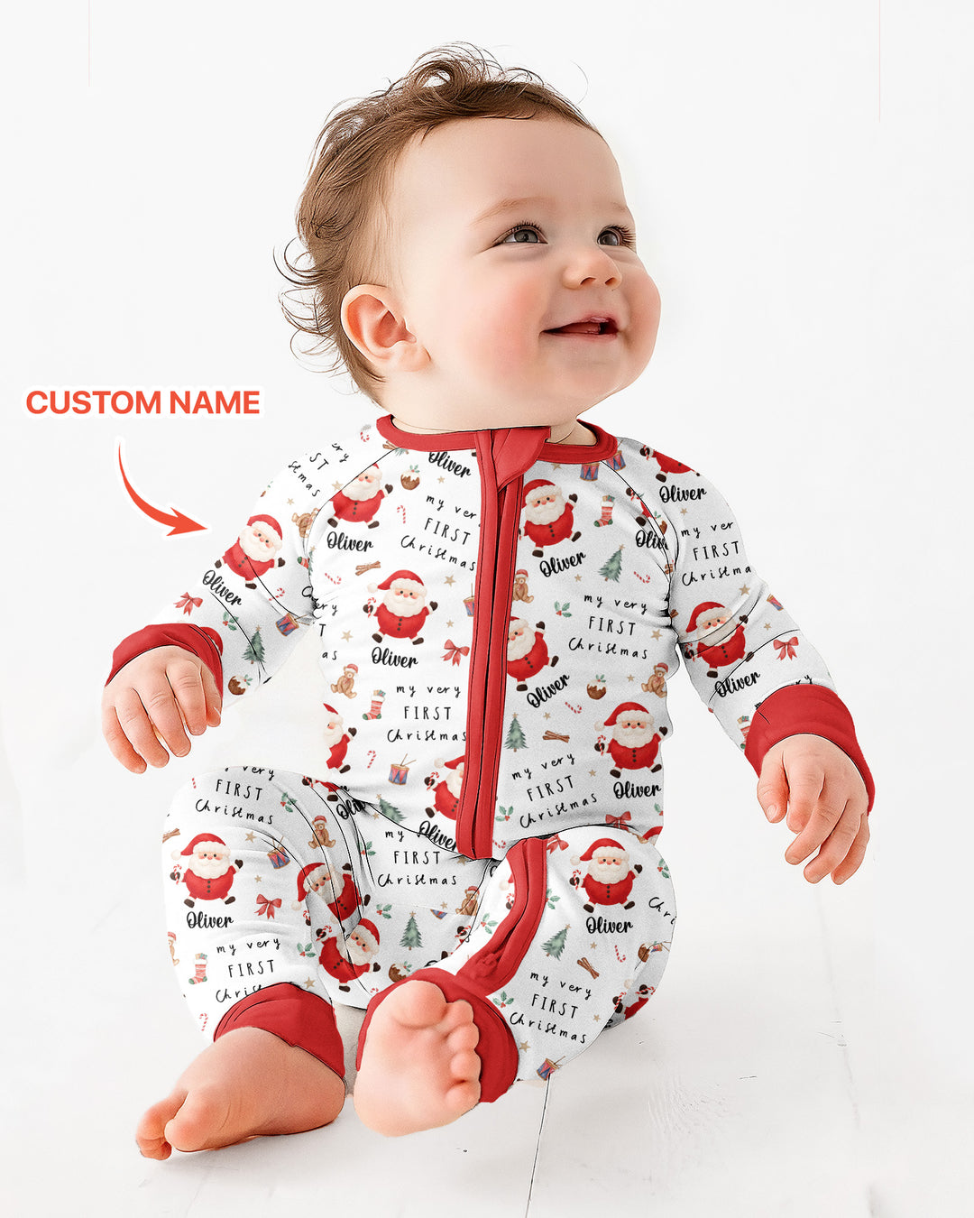 Custom Name My Very First Christmas Santa  Bamboo Convertible Zippy