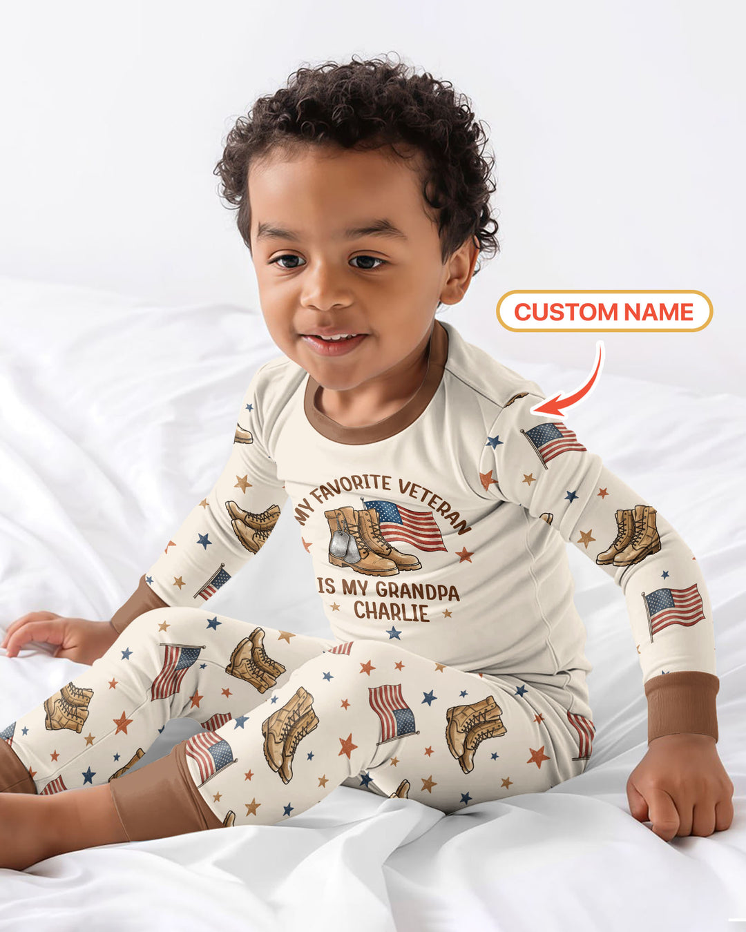 My Favorite Veteran Is My Grandpa Bamboo Two Piece Long Sleeve Pajama Set