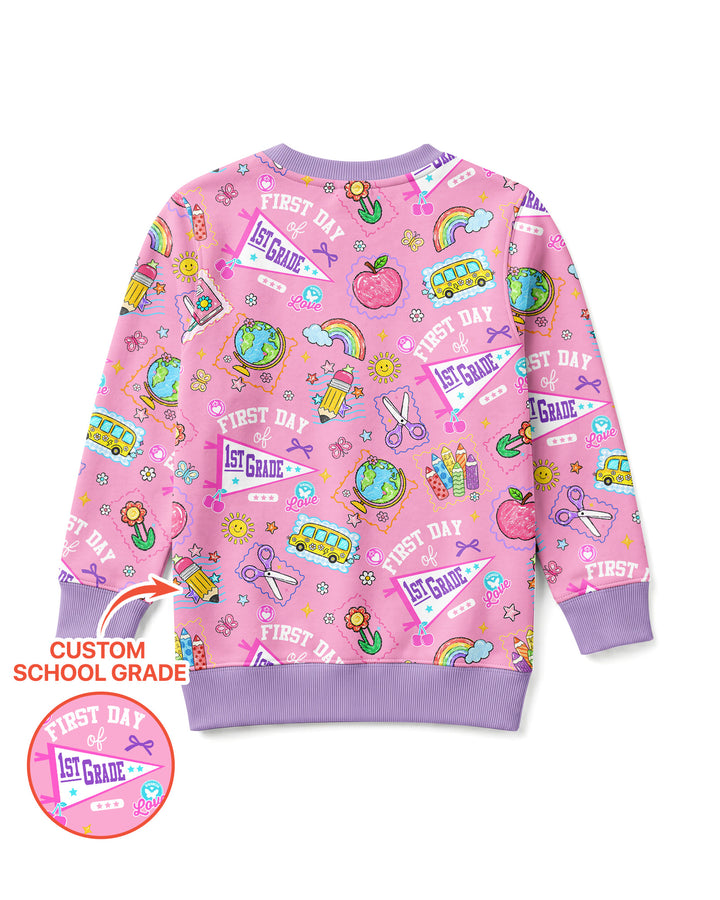 Custom Grade Girls School First Day Bamboo Crewneck Sweatshirt