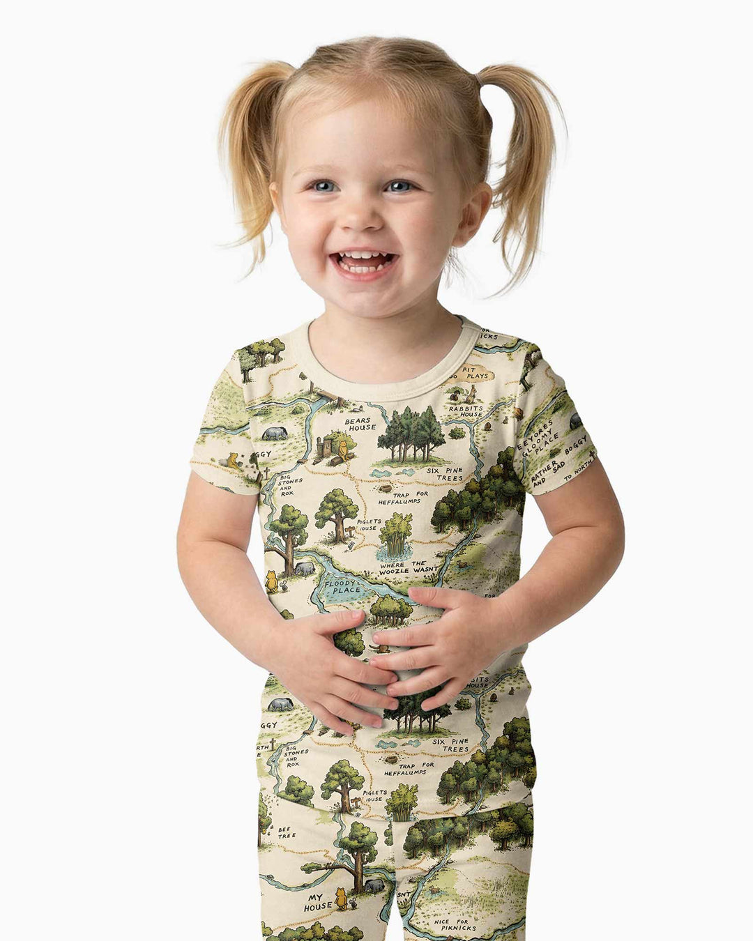 Classic Bear Maps Bamboo Two Piece Short Sleeve Pajama Set