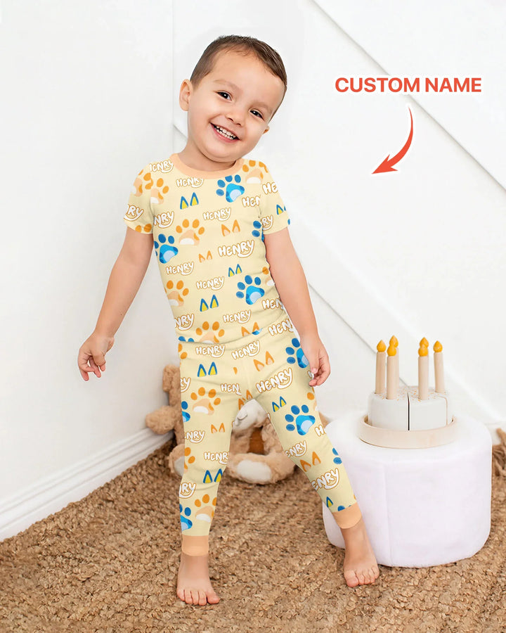 Conjunto de pijama de dos piezas de bambú de manga corta, plantilla personalizada