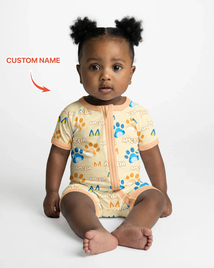 Custom Name Favourite Blue Dog Family Matching Bamboo Shorty Zippy