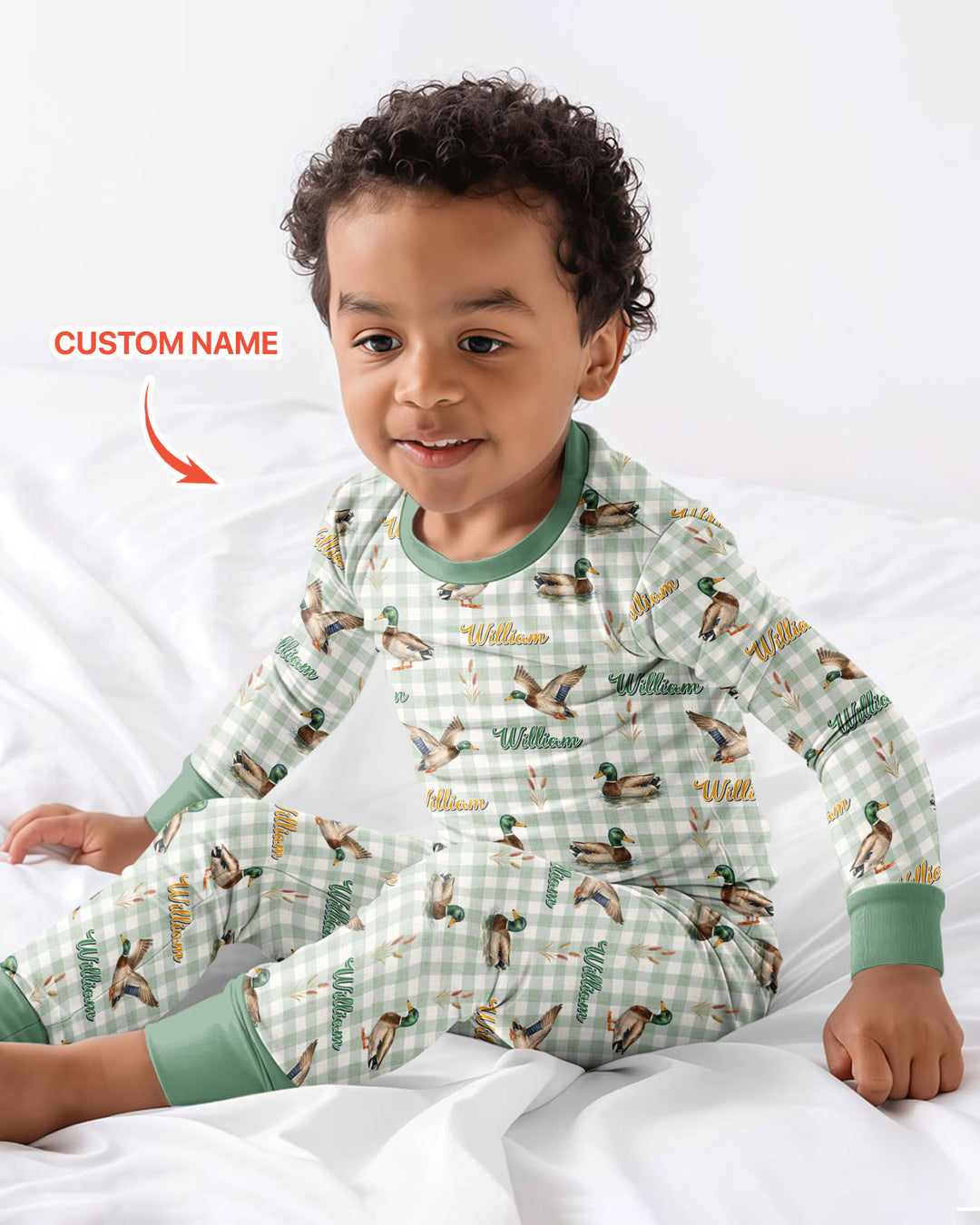 Mallard Duck Custom Name Bamboo Two Piece Long Sleeve Pajama Set
