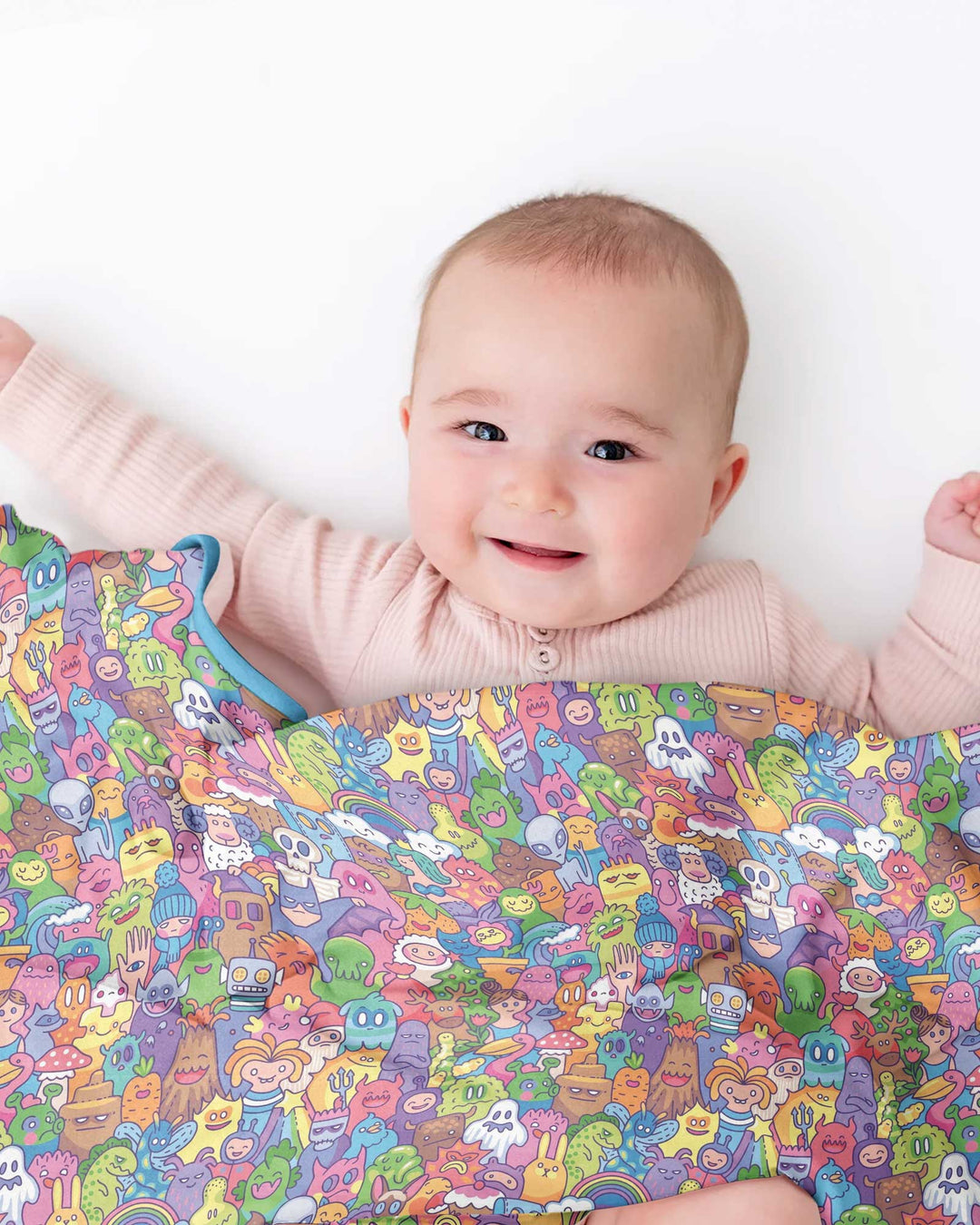 Doodle Characters Pastel Bamboo Blanket