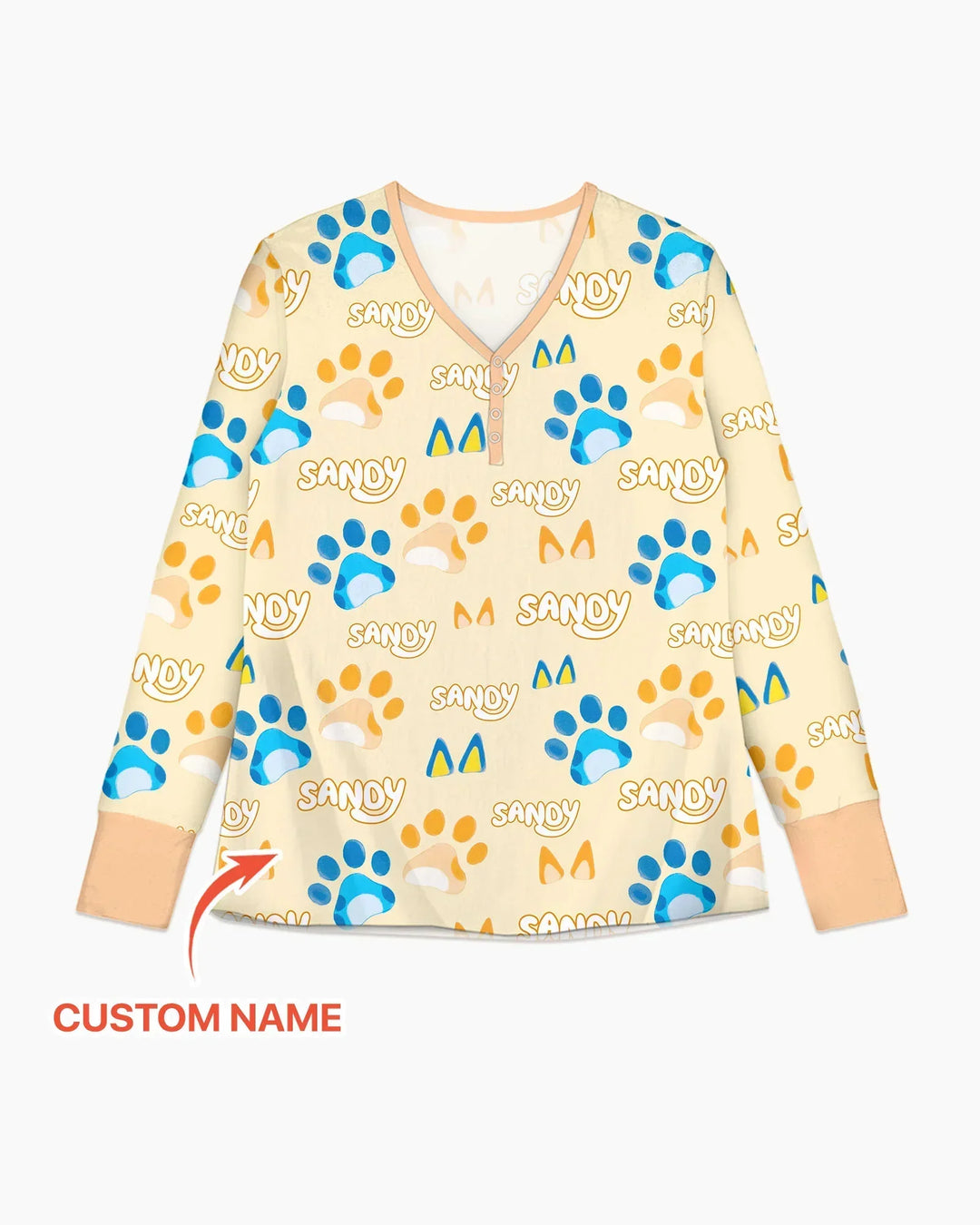 Custom Name Favourite Blue Dog Family Matching Bamboo Women Pajama Set
